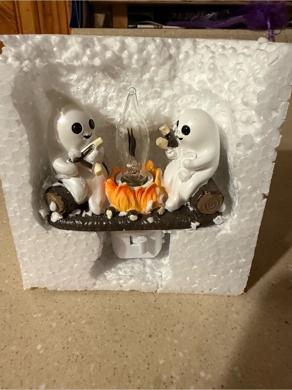 Whimsical Ghost Campfire Night Light - White